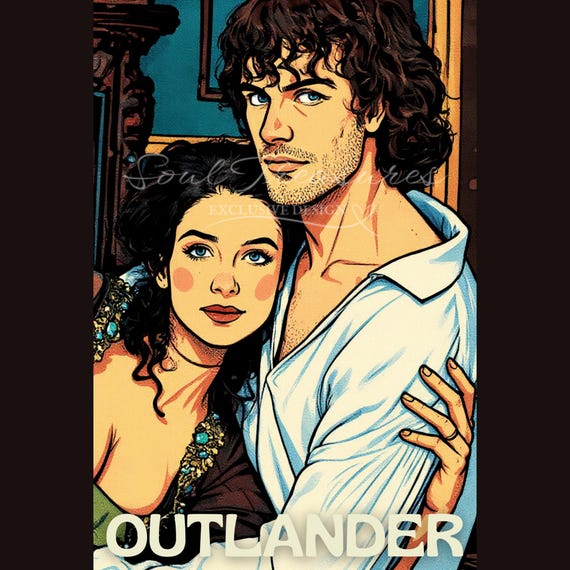Outlander Fanart PNG | Jamie & Claire Romantic  | Printable Fanart Poster | 300 DPI