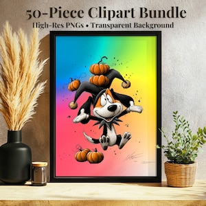 Funny Halloween Animal Clipart Bundle: 50 Spooky PNGs (Digital Download)