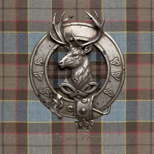 Fraser Clan Crest PNG, Stag Emblem, Scottish Tartan Badge, Outlander Highland Art (Digital Download)