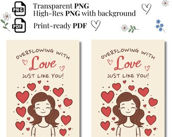 Custom Mother's Day Bundle, Personalized I Love You Mom PNG, 2 Versions + Your Text, Hand Drawn Shirt Design, Printable Poster, Digital ZIP