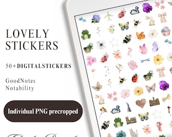 Lovely Digital Stickers | Digital Planner Stickers | Pre-Cropped Sticker Book for GoodNotes and Notability