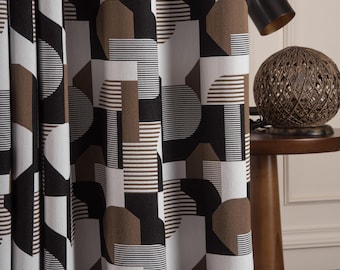 Pannello per tende in lino Boho: tende Boho a righe, dimensioni personalizzate