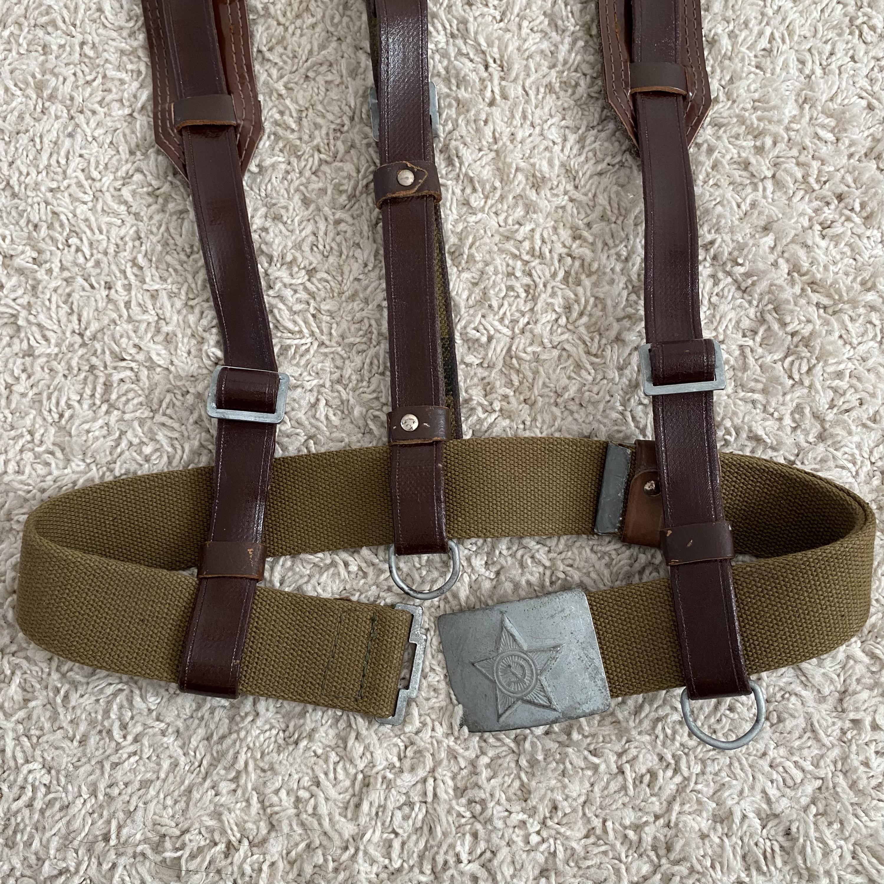 Suspenders (double-shoulder Belt) & Soldiers Belt - Soviet Army
