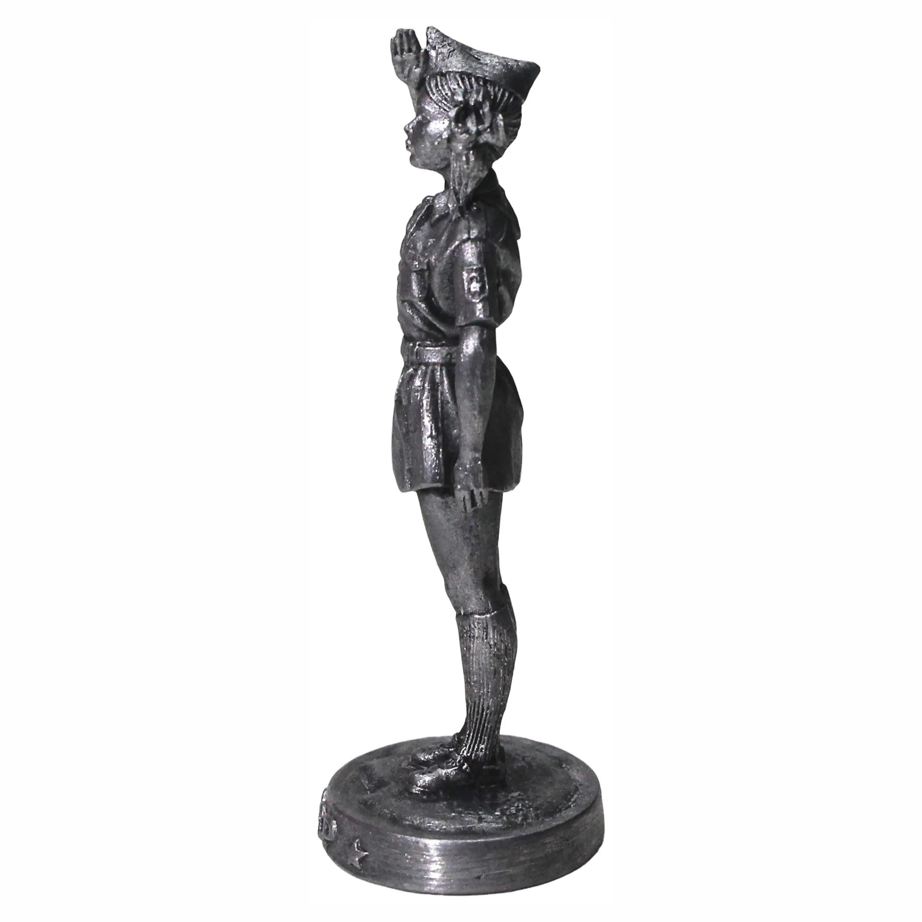 Soviet Pioneer USSR Saluting. Tin Statuette 