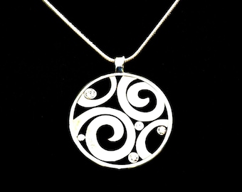 Brighton “London Groove” Swirl Pendant Necklace – Retro Mod Inspired Silver-Tone Jewelry