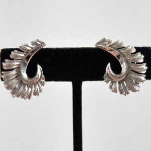 Elegant Vintage Coro Script Silver-Tone Clip-On Earrings