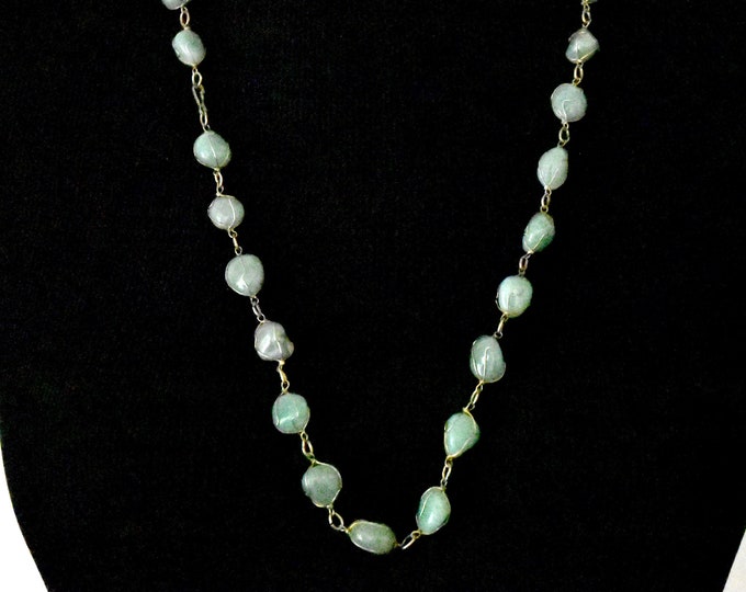 Vintage Sterling Caged Jade Necklace