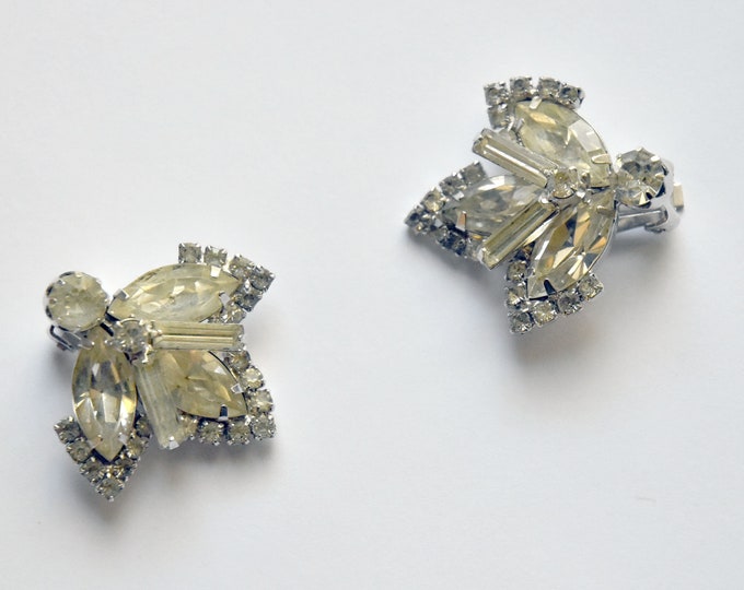 Vintage Signed Weisner Bridal Crystal Earrings