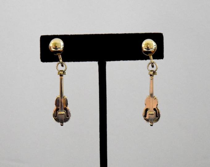 Vintage Violin Charm Earrings