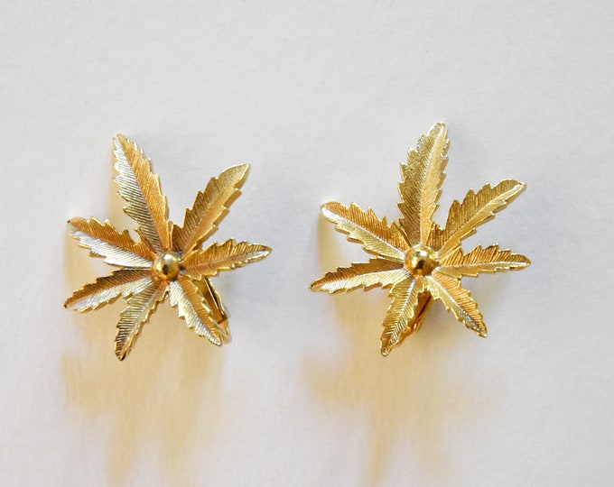 Palm Leaf Earrings, Sarah Coventry Vintage 1960s 1970s