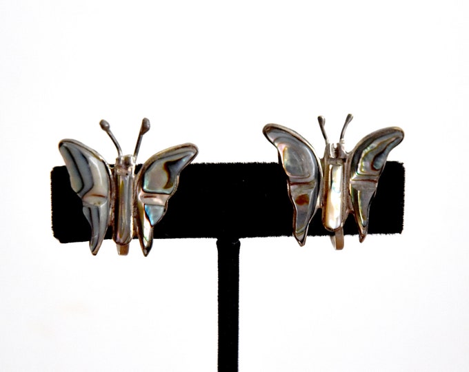 Vintage Mexican Silver Butterfly Earrings