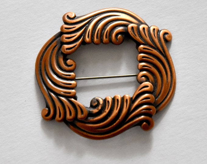 Vintage Copper Swirl Brooch