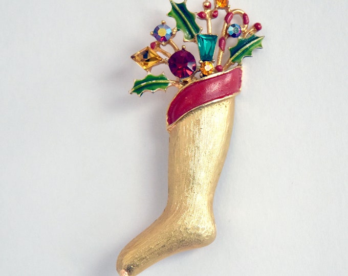 Vintage WEISS Christmas Stocking Pin