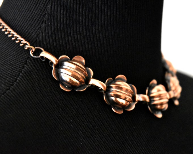 Vintage Copper Flower Necklace