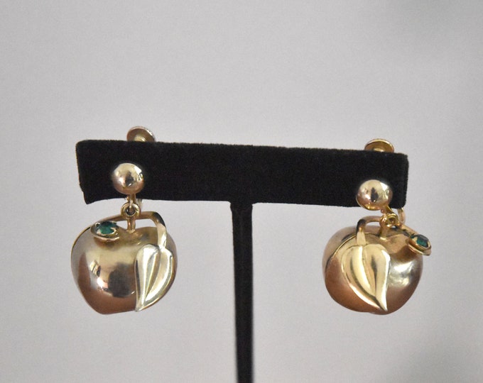 Vintage 3D Apple Charm Earrings