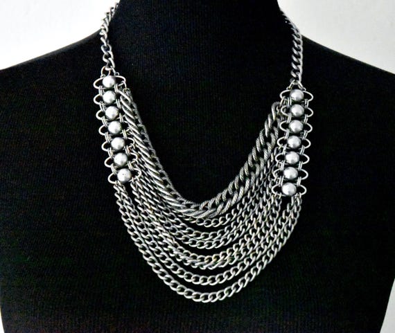 Bold Gothic Layered Chain Statement Necklace – Si… - image 2