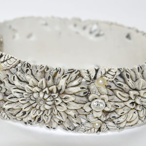 Vintage Carved Celluloid and Rhinestone Clamper Bracelet