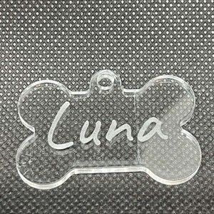 dog tag personalized- dog tag- dog name tag- custom dog tag- custom dog name tag- clear dog tag- plastic dog tag