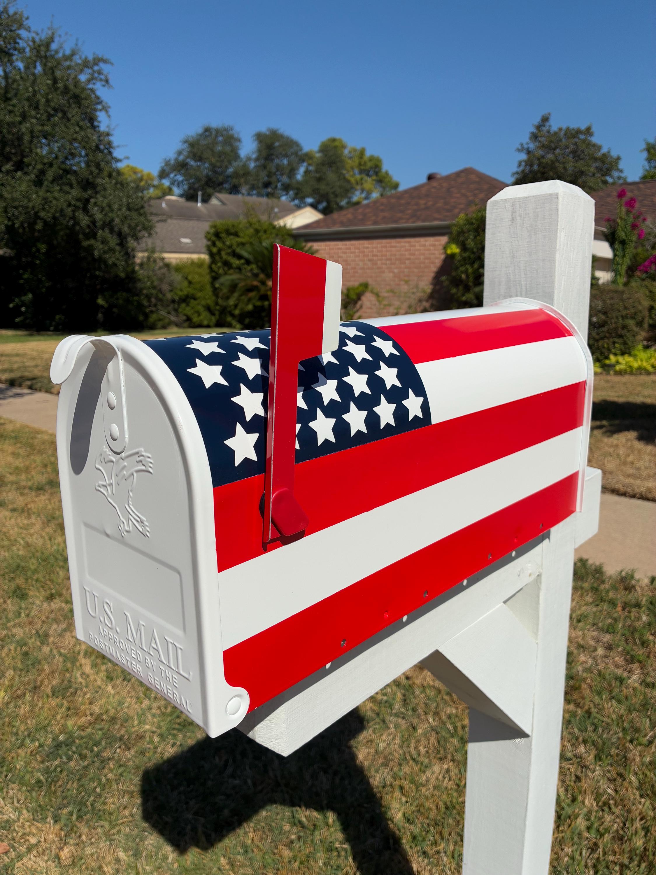 USA Flag Mailbox – Hand Painted Patriotic Mailbox | Red White and