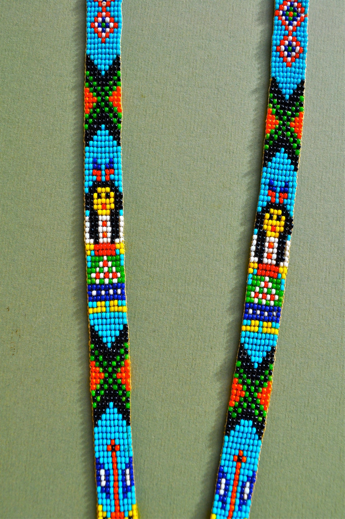 Vintage Native American Bead Necklace with Fringe Bright Etsy