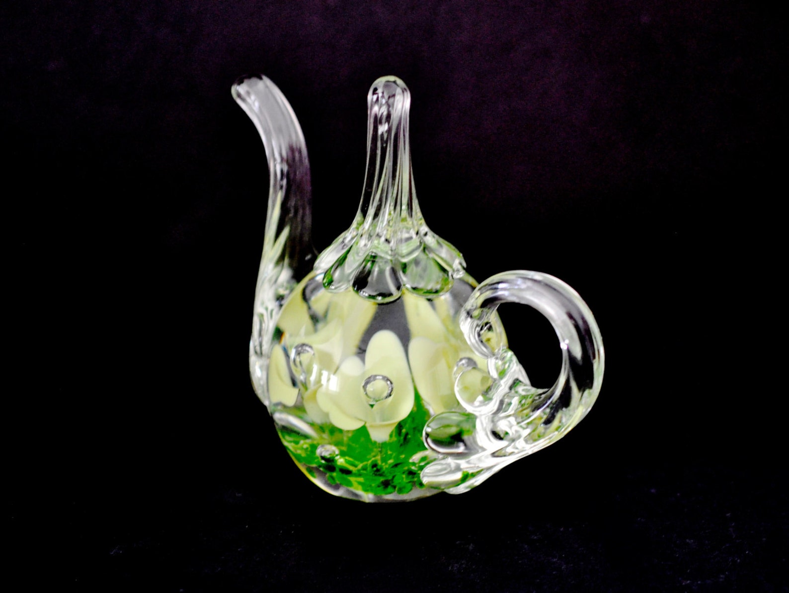 Vintage Joe St. Clair Paperweight Teapot Spring Green Flowers Etsy