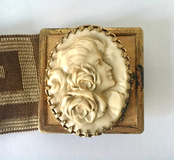 Antique Belt with Cameo Belt Buckle Celluloid Cam