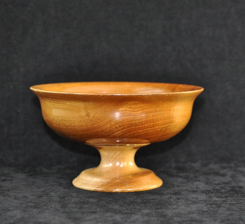 Vintage Turned Wood Pedestal Bowl Etsy