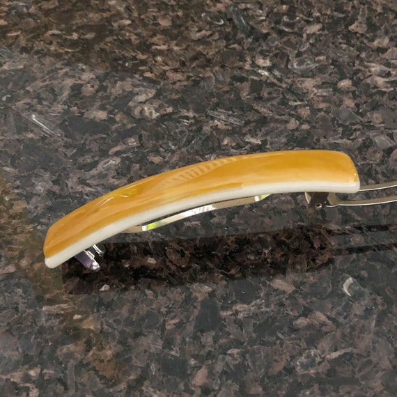 Honey Gold White Art Glass Hair Barrette Extra Large French Etsy
