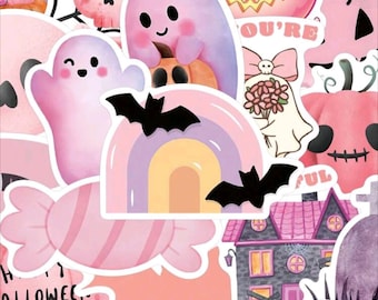 Pink Halloween Sticker Pack – Pastel Spooky Vinyl Decals
