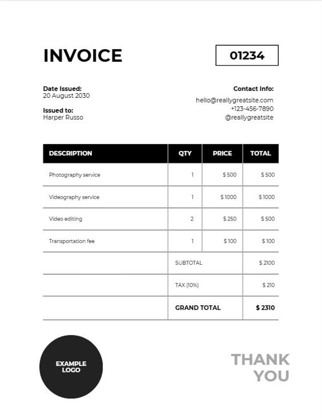 Invoice Template/pdf/google Doc/ms Word - Etsy