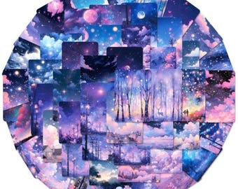 Galaxy Sky Stickers | Dreamy Night Sky, Moon & Clouds, Waterproof Vinyl