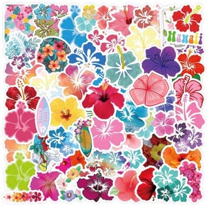 Hibiskus Blumen Aufkleber: Tropische hawaiianische Vinyl-Aufkleber - wasserfest