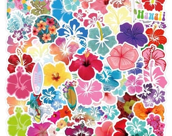 Hibiskusblomklistermärken: Tropiska hawaiianska vinyldekaler - Vattentäta