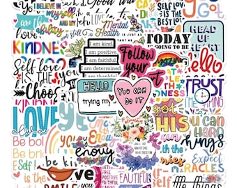 Positive Affirmation Stickers: Self-Love, Mental Health (5-50 Pack)