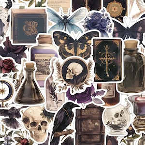 Dark Aesthetic Witch Stickers Pack – 5 to 50pcs Horror Magic Gothic Decals for Laptop, Water Bottle, Scrapbook