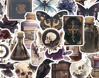 Dark Witchcraft Stickers – Gothic Horror Decals for Laptop, Scrapbook