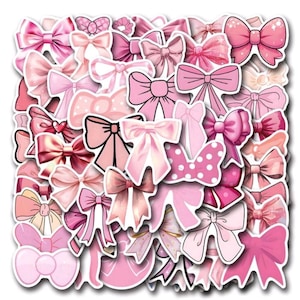 Pink Bow Stickers | Aesthetic Cute Girly Vinyl Decals | Waterproof | Laptop | Phone | Water Bottle | Journal | Scrapbook Stickers |