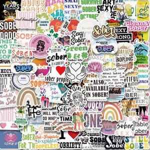 Sober Stickers Pack - Nüchternheit Affirmation Aufkleber | Genesungsmotivation | AA NA Nüchternheit Geschenk | Wasserfeste Vinyl-Aufkleber
