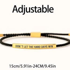 Pulsera "No dejes que los días difíciles te ganen": regalo de ánimo ajustable, joyería para la salud mental, regalo de sobriedad, pulsera de afirmación