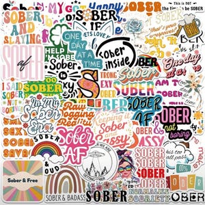 Nüchternheit Sticker Pack | Motivierende Genesungsaufkleber | Nüchtern AF, Ein Tag nach dem Anderen und Mehr | Perfekt für Journale und Geschenke