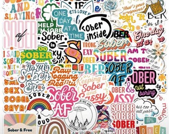 Nüchternheit Sticker Pack | Genesungsgeschenk für Frauen | AA NA Genesungs-Aufkleber | Nüchterne Affirmation Aufkleber für Journale & Wasserflaschen