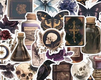 Gothic Witchy Sticker Pack: Dark Academia, Vintage Witchcraft Decor