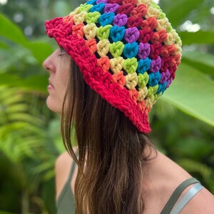 Rainbow Crochet Bucket Hat- Pride
