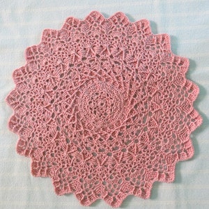 Antique Pink 10.5 inch Doily-Pineapple Kristoffersen Designed Doily-Hand Crocheted Textured Cotton-Cindy&#39;s Loft!