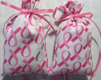 Pink Ribbon 5"X2" Sachet-'Apple Blossom and Vanilla' Fragrance-Breast Cancer Awareness Gift-Cotton Botanical Sachet-Cindy's Loft-065-11