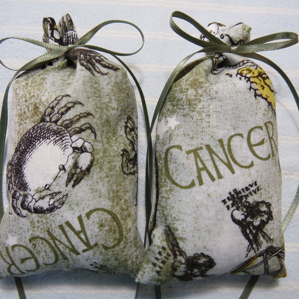 Cancer Zodiac 5"X2" Sachet-'Carnation' Fragrance-June 21 to July 23-Cotton Botanical Sachet-Cindy's Loft-129-2