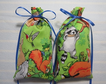 Forest Animals 5"X2" Sachet-'Forest Hike' Fragrance-Racoon, Fox,Squirrel-Cotton Hand Blended Botanical Hand-Blended-Cindy's Loft-379-22