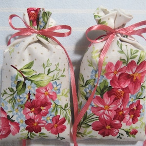 Roses and Blue For-Me-Nots  5&quot;X2&quot; Sachets-&#39;Desert Rose&#39; Fragrance-Cotton Botanical Sachet-Cindy&#39;s Loft-227-9!