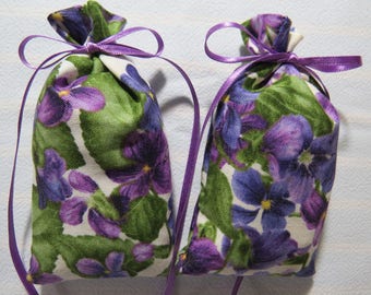 Violets 4"X2" Sachet-'Victorian Violets' Fragrance-Botanical Hand Blended Cotton-234-0**