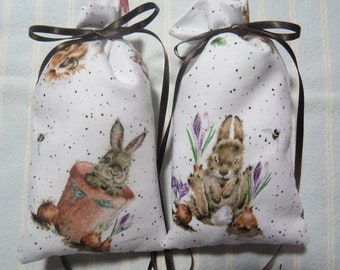 Spring Bunnies 5"X2" Sachets-'Enchanted Woods' Fragrance-Baby Rabbits Sachet-Hand Blended Botanical-Cindy's Loft-408-22